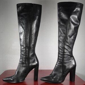 Women's Tony Bianco Black Leather Knee High Heel Long Fashion Boots 8